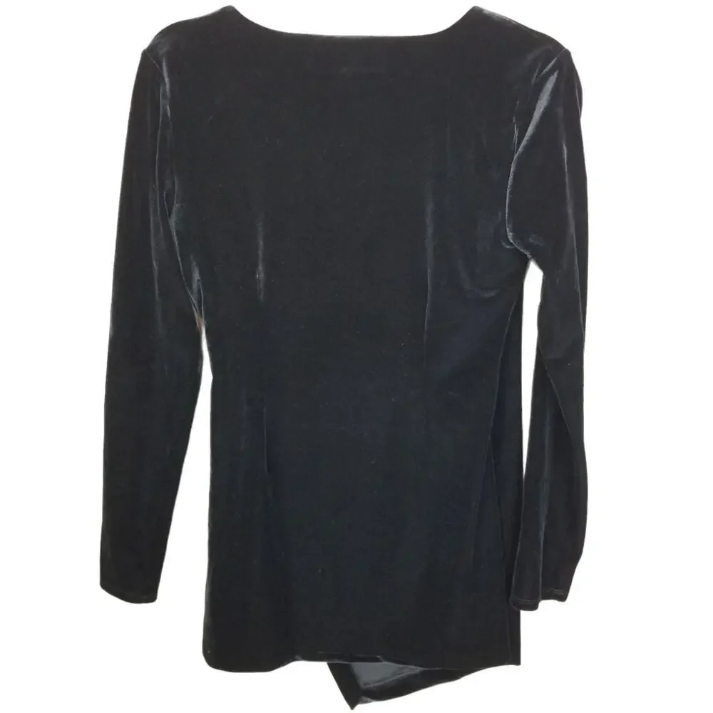 White House Black Market Velvet Top XS Witchy Vamp Whimsigoth Fairy Grunge Black
